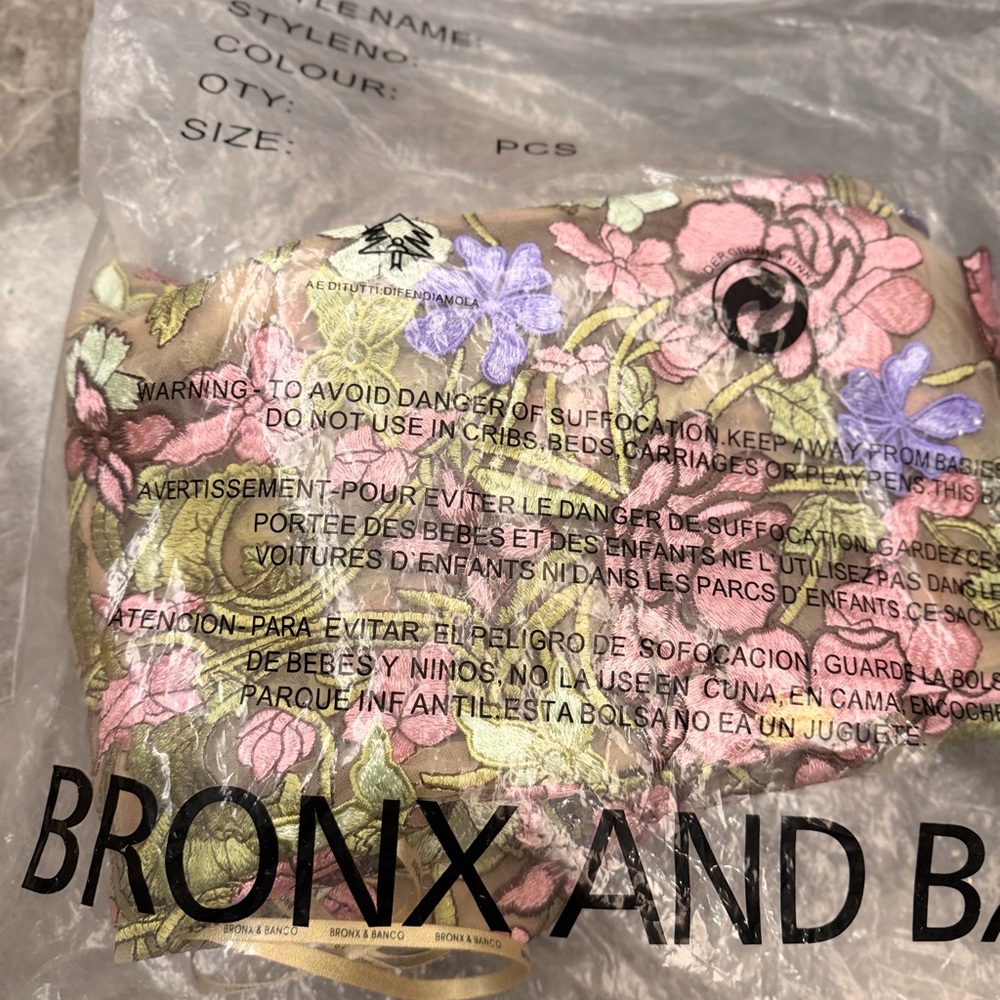 Bronx and Banco Strapless Floral Appliqué Midi Dress in Pink, Purple & Green - Picture 16 of 16
